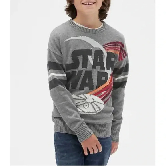 GAP Kids STAR WARS Millennium Falcon Intarsia Sweater Gray Size Small (6-7) - Picture 2 of 11